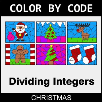 Christmas: Dividing Integers - Coloring Worksheets | Color by Code