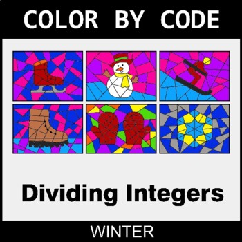 Winter: Dividing Integers - Coloring Worksheets | Color by Code