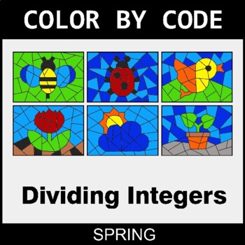 Spring: Dividing Integers - Coloring Worksheets | Color by Code