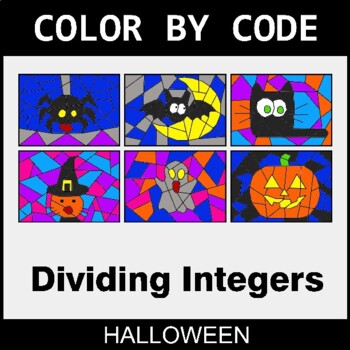 Halloween: Dividing Integers - Coloring Worksheets | Color by Code