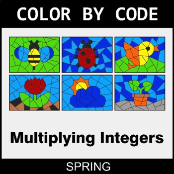 Spring: Multiplying Integers - Coloring Worksheets | Color by Code