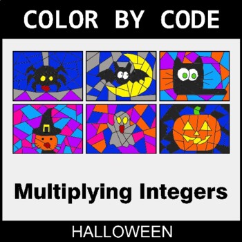 Halloween: Multiplying Integers - Coloring Worksheets | Color by Code
