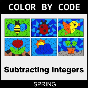 Spring: Subtracting Integers - Coloring Worksheets | Color by Code
