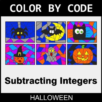Halloween: Subtracting Integers - Coloring Worksheets | Color by Code