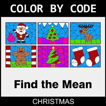 Christmas: Find the Mean - Coloring Worksheets | Color by Code