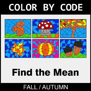 Fall: Find the Mean - Coloring Worksheets | Color by Code