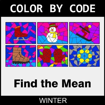 Winter: Find the Mean - Coloring Worksheets | Color by Code