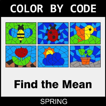 Spring: Find the Mean - Coloring Worksheets | Color by Code