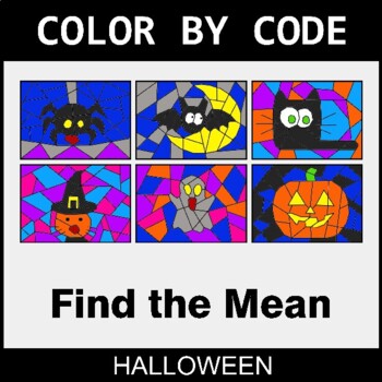 Halloween: Find the Mean - Coloring Worksheets | Color by Code