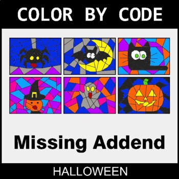Halloween: Missing Addends - Coloring Worksheets | Color by Code