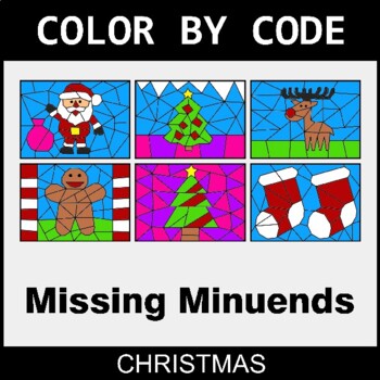 Christmas: Missing Minuends - Coloring Worksheets | Color by Code