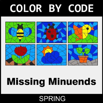 Spring: Missing Minuends - Coloring Worksheets | Color by Code