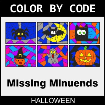 Halloween: Missing Minuends - Coloring Worksheets | Color by Code