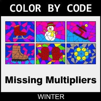 Winter: Missing Multipliers - Coloring Worksheets | Color by Code