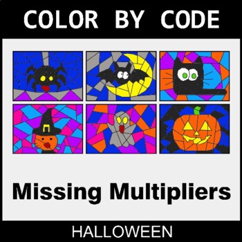Halloween: Missing Multipliers - Coloring Worksheets | Color by Code