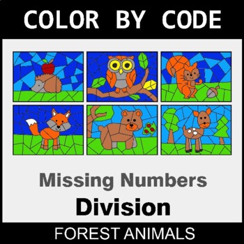 Missing Number in Division - Coloring Worksheets | Color by Code