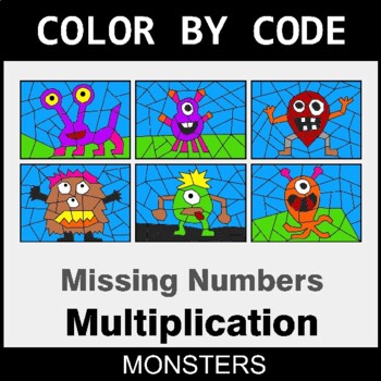 Missing Numbers in Multiplication - Coloring Worksheets | Color by Code