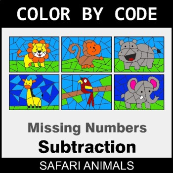 Missing Number in Subtraction - Coloring Worksheets | Color by Code