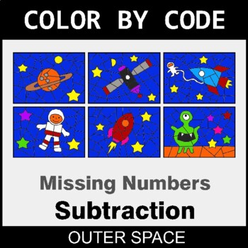 Missing Number in Subtraction - Coloring Worksheets | Color by Code