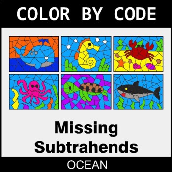 Missing Subtrahends - Coloring Worksheets | Color by Code
