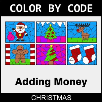 Christmas: Adding Money - Coloring Worksheets | Color by Code