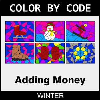 Winter: Adding Money - Coloring Worksheets | Color by Code