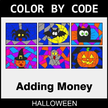Halloween: Adding Money - Coloring Worksheets | Color by Code
