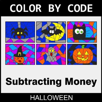 Halloween: Subtracting Money - Coloring Worksheets | Color by Code