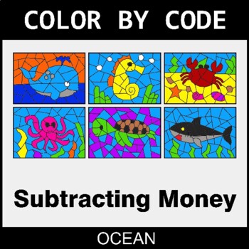 Subtracting Money - Coloring Worksheets | Color by Code