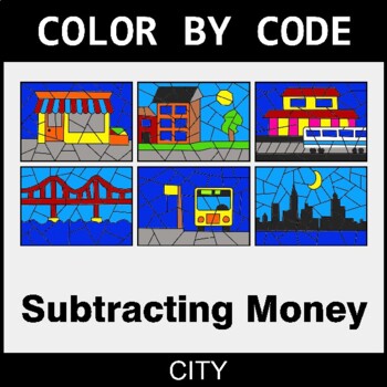 Subtracting Money - Coloring Worksheets | Color by Code