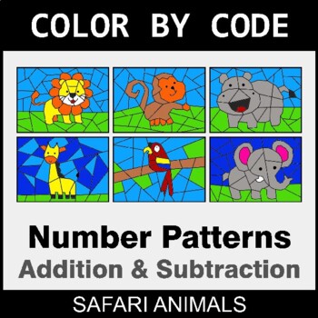 Number Patterns: Addition & Subtraction - Coloring Worksheets | Color by Code