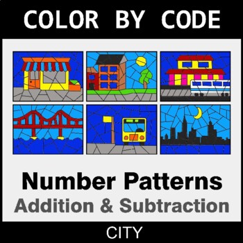 Number Patterns: Addition & Subtraction - Coloring Worksheets | Color by Code