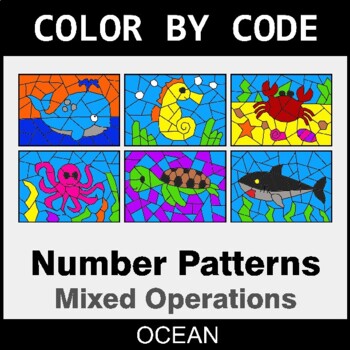Number Patterns: Misc Operations - Coloring Worksheets | Color by Code