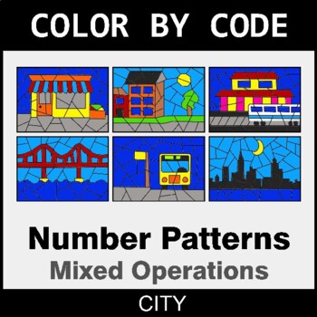 Number Patterns: Misc Operations - Coloring Worksheets | Color by Code