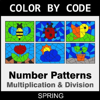 Spring: Number Patterns: Multiplication & Division - Coloring Worksheets