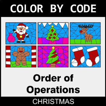 Christmas: Order of Operations - Coloring Worksheets | Color by Code