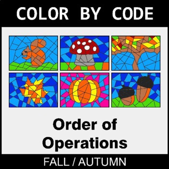 Fall: Order of Operations - Coloring Worksheets | Color by Code