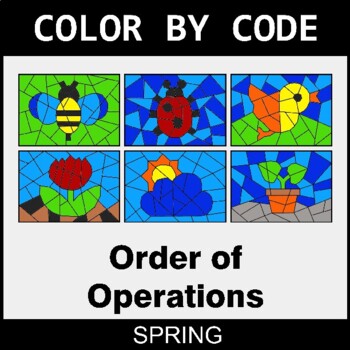 Spring: Order of Operations - Coloring Worksheets | Color by Code