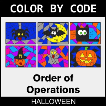 Halloween: Order of Operations - Coloring Worksheets | Color by Code