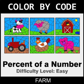 Percent of a number - EASY - Coloring Worksheets | Color by Code