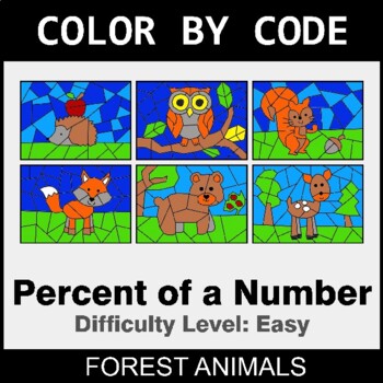 Percent of a number - EASY - Coloring Worksheets | Color by Code
