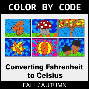 Fall: Converting Fahrenheit to Celsius - Coloring Worksheets | Color by Code