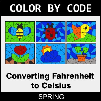 Spring: Converting Fahrenheit to Celsius - Coloring Worksheets | Color by Code