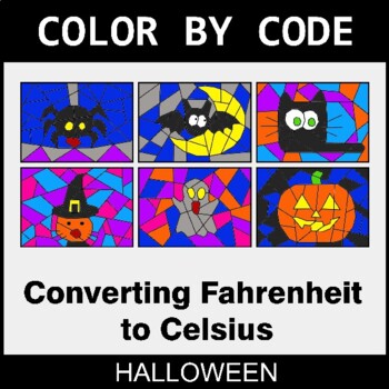 Halloween: Converting Fahrenheit to Celsius - Coloring Worksheets