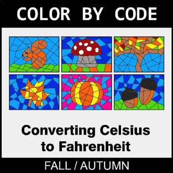 Fall: Converting Celsius to Fahrenheit - Coloring Worksheets | Color by Code