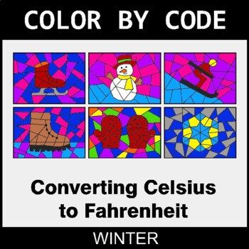 Winter: Converting Celsius to Fahrenheit - Coloring Worksheets | Color by Code