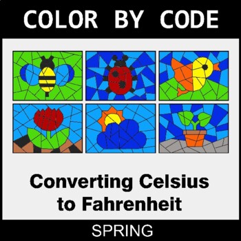 Spring: Converting Celsius to Fahrenheit - Coloring Worksheets | Color by Code