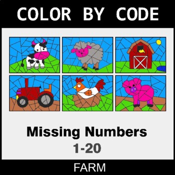 Find the Missing Numbers (1-20) - Coloring Worksheets | Color by Code