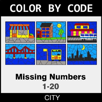 Find the Missing Numbers (1-20) - Coloring Worksheets | Color by Code