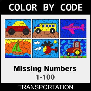 Find the Missing Numbers (1-100) - Coloring Worksheets | Color by Code